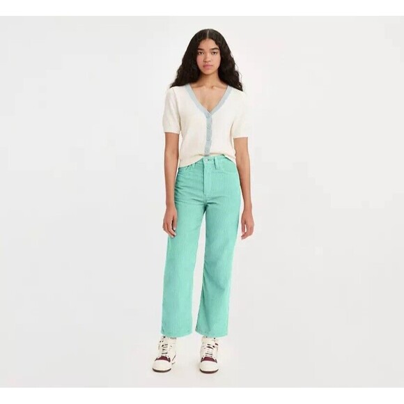 RIBCAGE CORDUROY STRAIGHT ANKLE WOMEN'S PANTS Size 31 - Picture 1 of 12